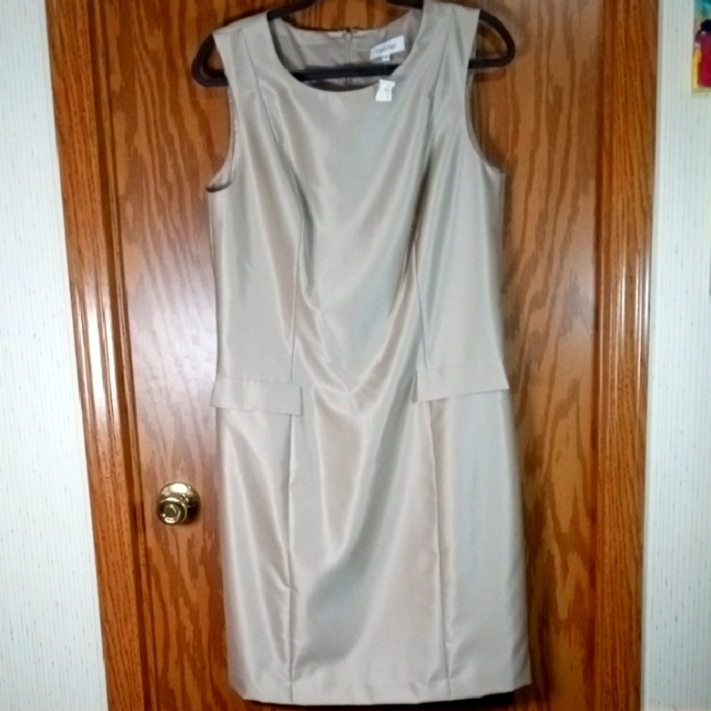Calvin Klein Elegant Light Gold Sleeveless Dress, Wedding Guest, Mother Of The B